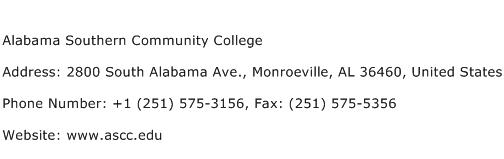 Alabama Southern Community College Address Contact Number
