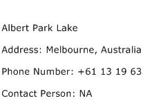 Albert Park Lake Address Contact Number