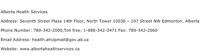 Alberta Health Services Address Contact Number