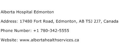 Alberta Hospital Edmonton Address Contact Number