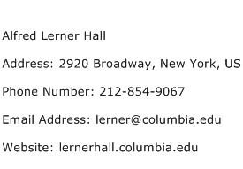 Alfred Lerner Hall Address Contact Number