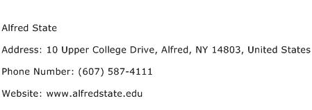 Alfred State Address Contact Number
