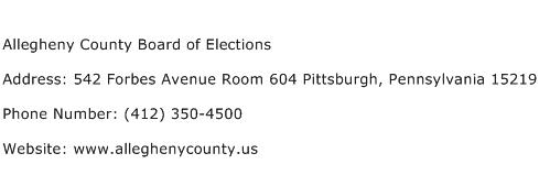Allegheny County Board of Elections Address Contact Number