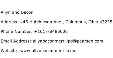 Allyn and Bacon Address Contact Number