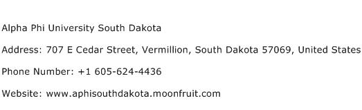 Alpha Phi University South Dakota Address Contact Number