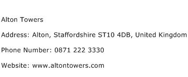 Alton Towers Address Contact Number