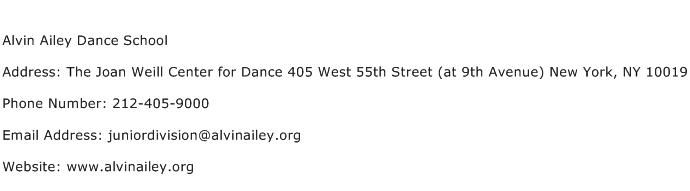 Alvin Ailey Dance School Address Contact Number