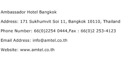 Ambassador Hotel Bangkok Address Contact Number