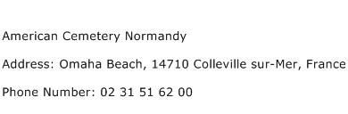 American Cemetery Normandy Address Contact Number
