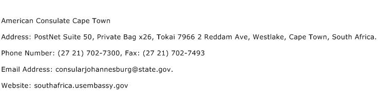American Consulate Cape Town Address Contact Number