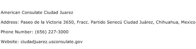 American Consulate Ciudad Juarez Address Contact Number