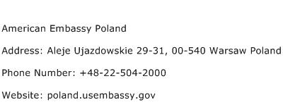 American Embassy Poland Address Contact Number