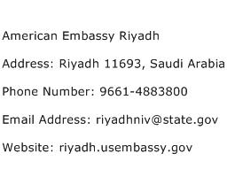 American Embassy Riyadh Address Contact Number