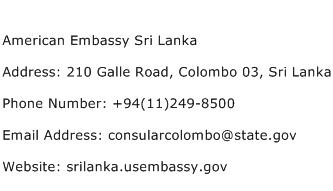 American Embassy Sri Lanka Address Contact Number