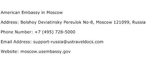 American Embassy in Moscow Address Contact Number