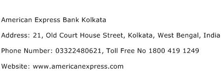 American Express Bank Kolkata Address Contact Number