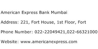 American Express Bank Mumbai Address Contact Number