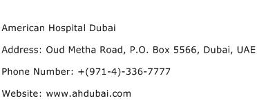 American Hospital Dubai Address Contact Number