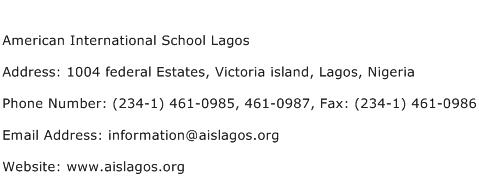 American International School Lagos Address Contact Number