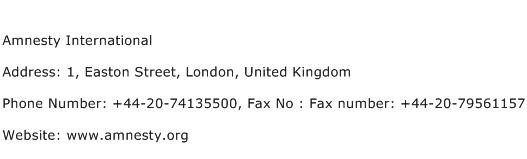 Amnesty International Address Contact Number