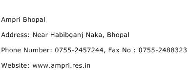 Ampri Bhopal Address Contact Number