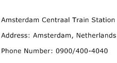 Amsterdam Centraal Train Station Address Contact Number