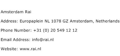 Amsterdam Rai Address Contact Number