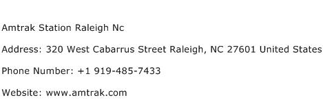 Amtrak Station Raleigh Nc Address Contact Number