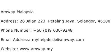 Amway Malaysia Address, Contact Number of Amway Malaysia