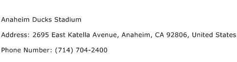 Anaheim Ducks Stadium Address Contact Number