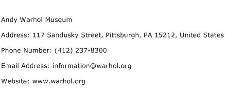 Andy Warhol Museum Address Contact Number