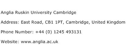 Anglia Ruskin University Cambridge Address Contact Number