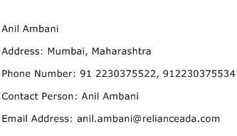 Anil Ambani Address Contact Number