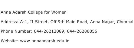 Anna Adarsh College for Women Address Contact Number