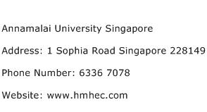Annamalai University Singapore Address Contact Number