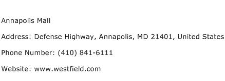 Annapolis Mall Address Contact Number