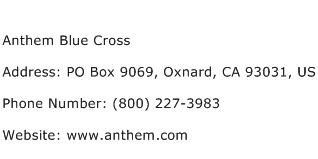 Anthem Blue Cross Address Contact Number