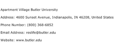 Apartment Village Butler University Address Contact Number