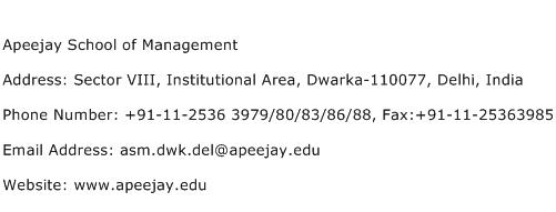 Apeejay School of Management Address Contact Number