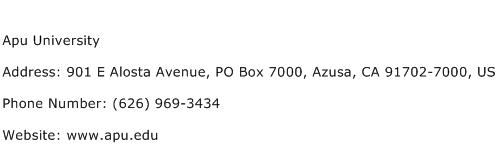 Apu University Address Contact Number
