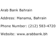 Arab Bank Bahrain Address Contact Number