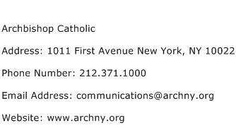 Archbishop Catholic Address Contact Number