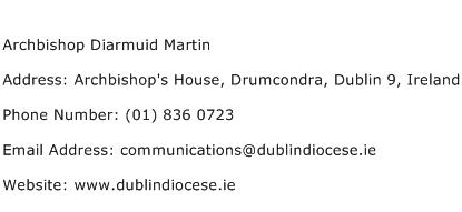 Archbishop Diarmuid Martin Address Contact Number