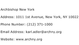 Archbishop New York Address Contact Number