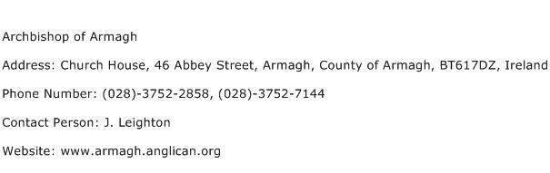 Archbishop of Armagh Address Contact Number
