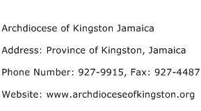 Archdiocese of Kingston Jamaica Address Contact Number