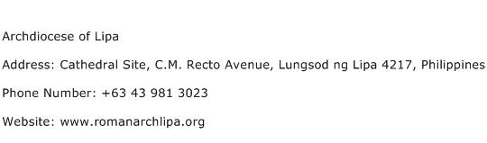 Archdiocese of Lipa Address Contact Number