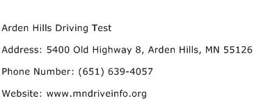 Arden Hills Driving Test Address Contact Number