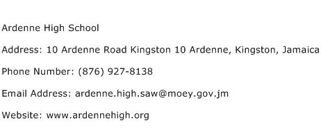 Ardenne High School Address Contact Number