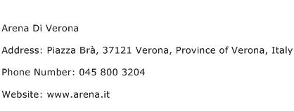 Arena Di Verona Address Contact Number